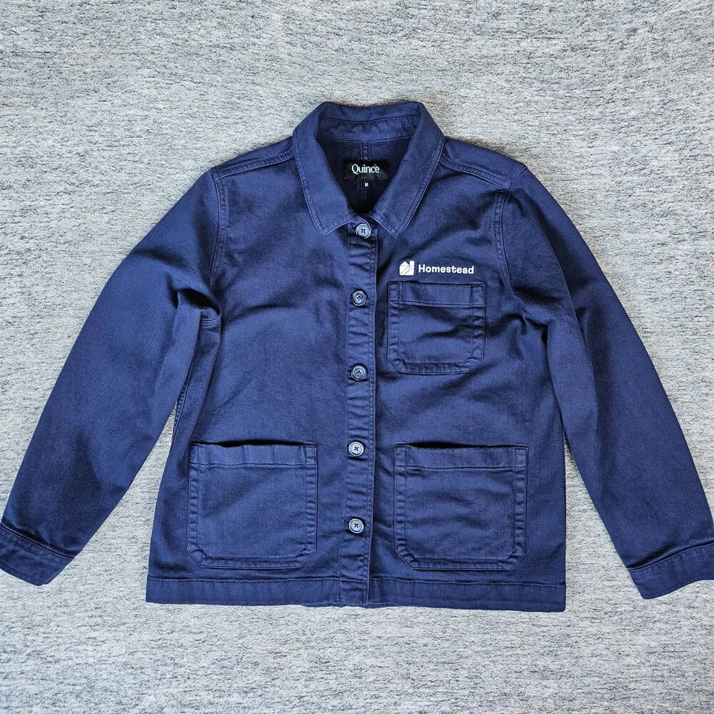 Quince Chore Jacket Women’s Medium Navy Blue Organic Stretch Comfort Casual